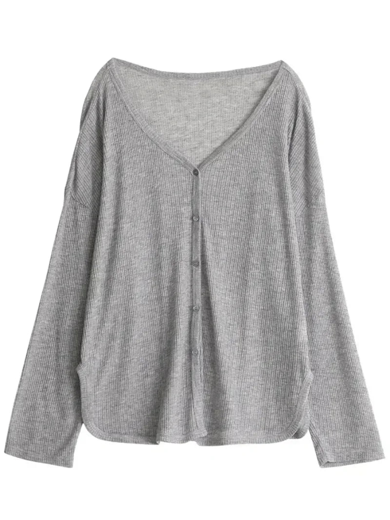 Lightweight V-Neck Knit Cardigan for Women – 2025 Spring & Summer