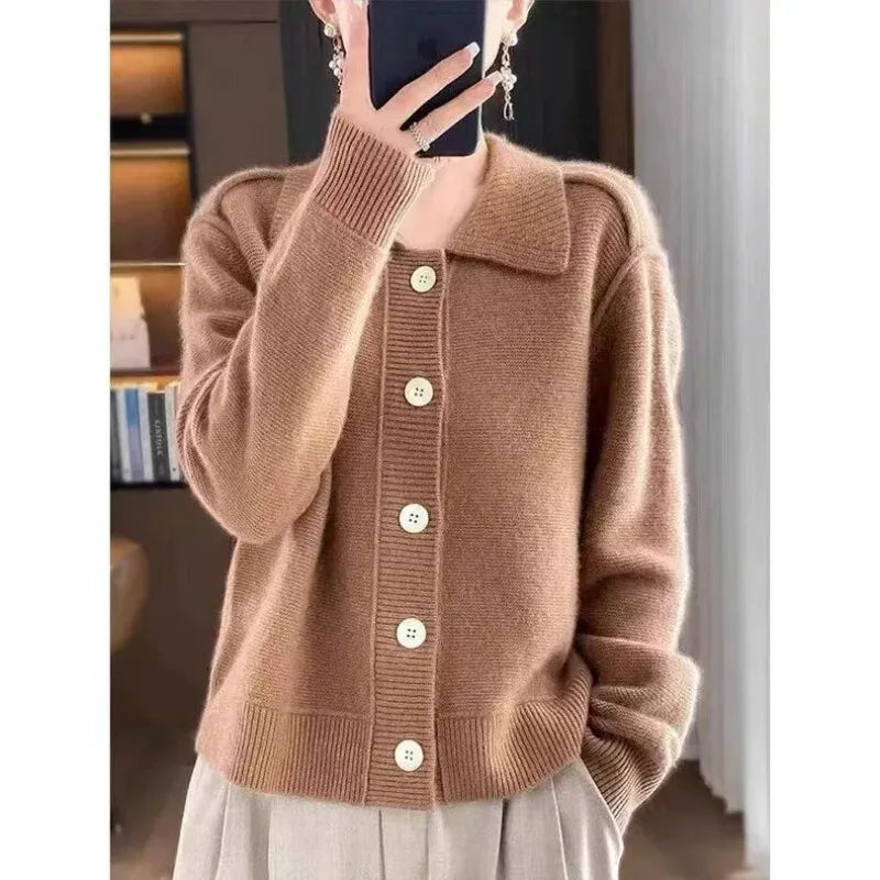 Chic Caramel Knit Cardigan for Coffee Shop Dates