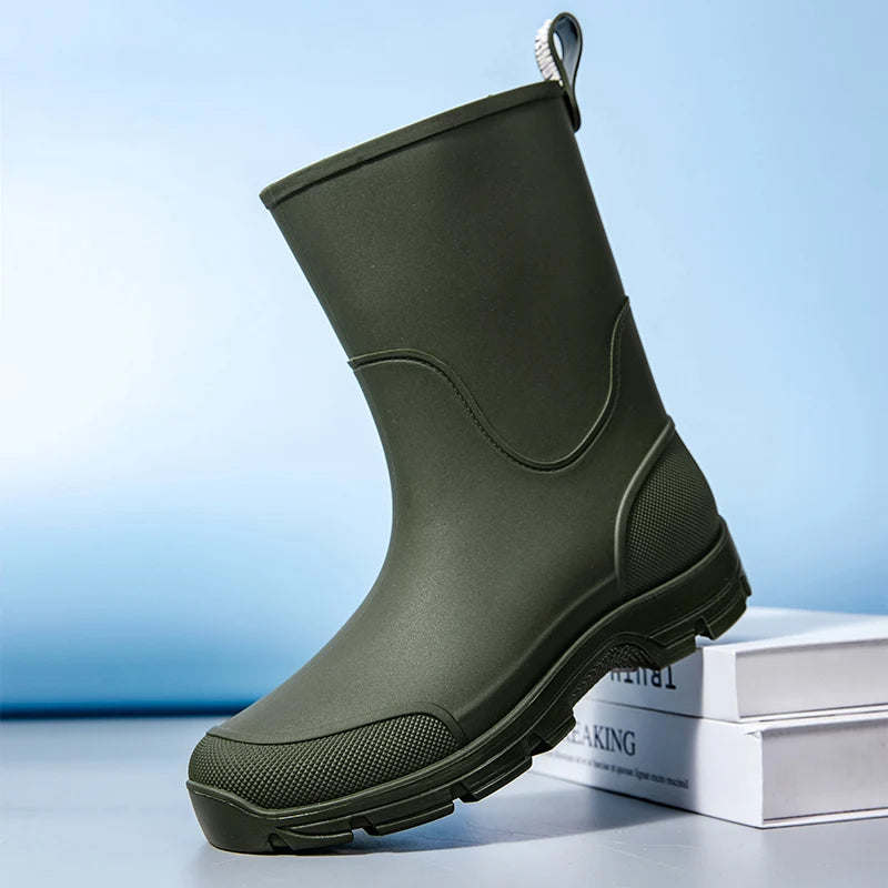 Women’s Mid-Calf Rain Boots – Waterproof Thick Sole Slip-Resistant Outdoor Fashion Boots
