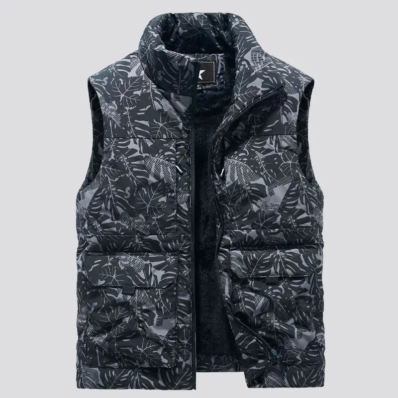 Mens Military Fleece Vest Multi Pocket Sleeveless Jacket For Winter Warmth In Black