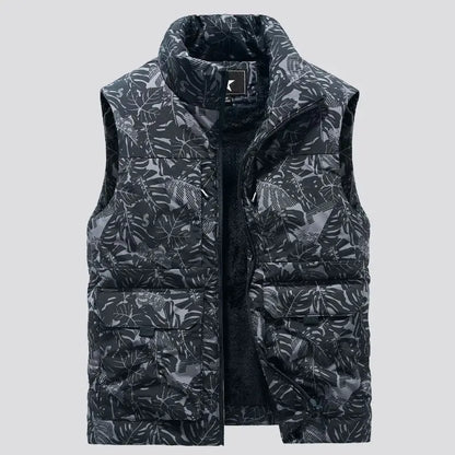 Mens Military Fleece Vest Multi Pocket Sleeveless Jacket For Winter Warmth In Black