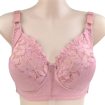 High Comfort Level Floral Design Cotton Lace Bra