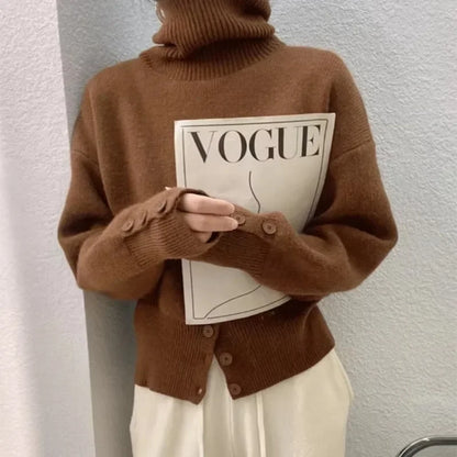 Cozy Green Turtleneck Sweater for Winter City Dates