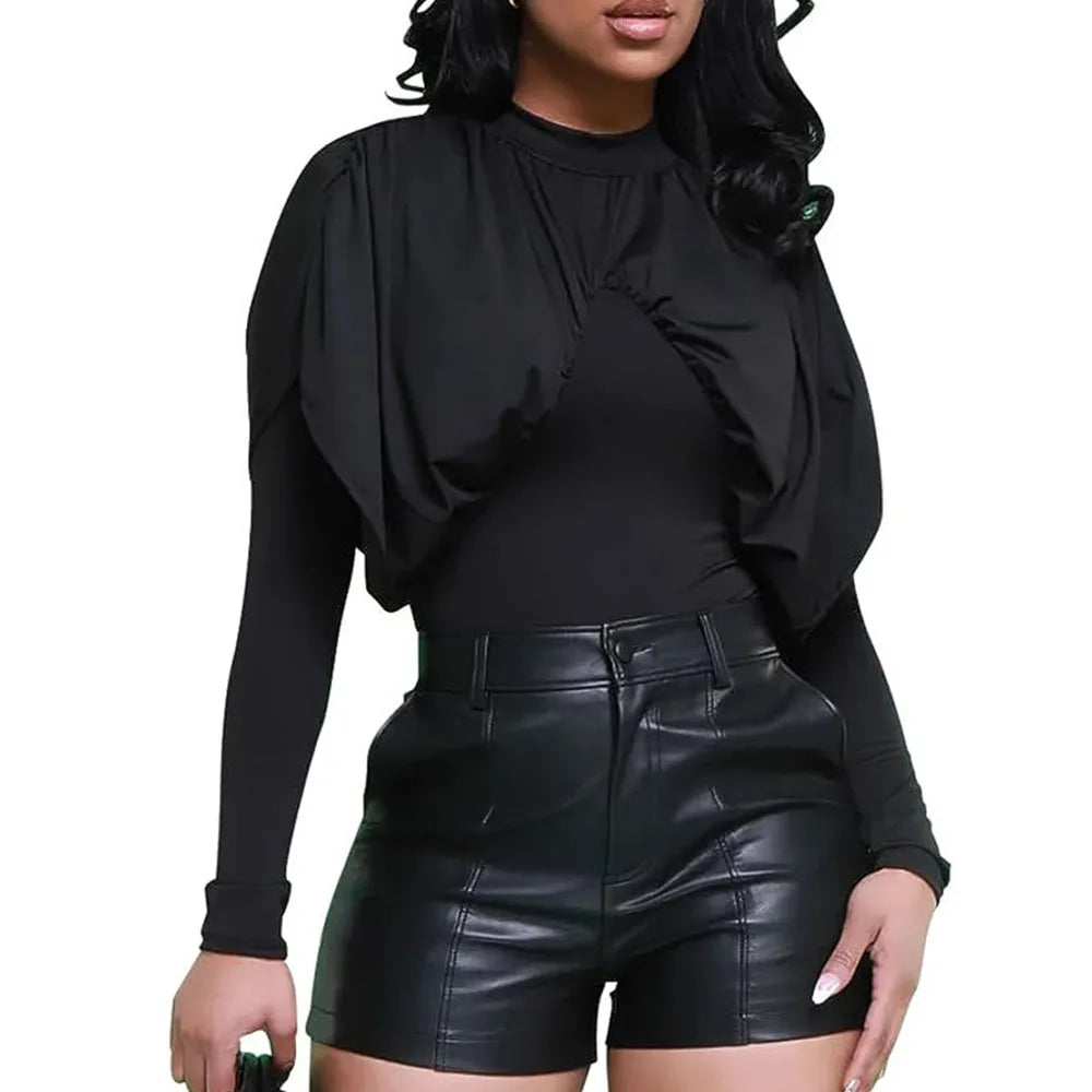 Elegant Pu Leather Office Wear Women Shorts