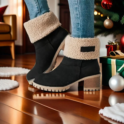 Women’s Winter Ankle Boots – Faux Suede Warm Plush Lined Casual Non-Slip Boots for Cold Weather