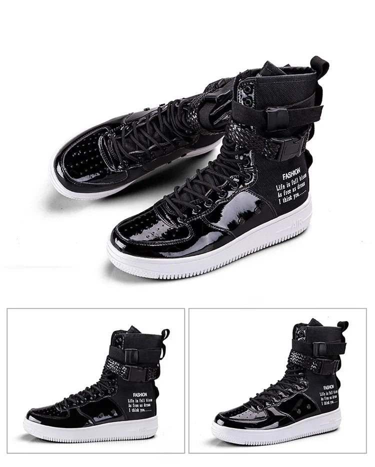 Orange Line Lace Up High Quality Men Leather Boots