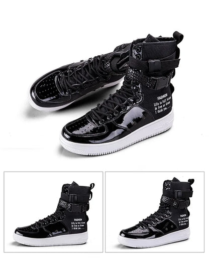 Orange Line Lace Up High Quality Men Leather Boots