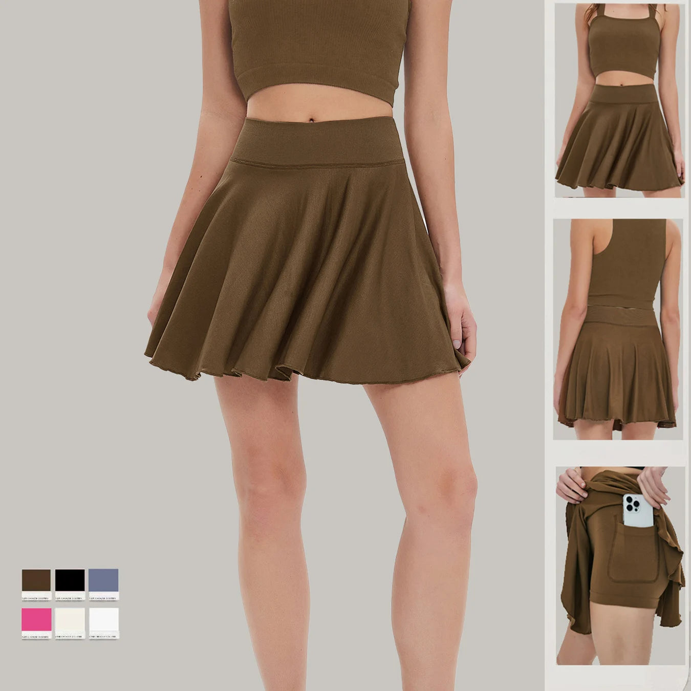 2 In 1 Quick Dry Women Sport Skirt Shorts