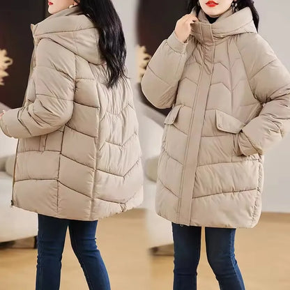 Geometrical Design Cotton Long Parkas