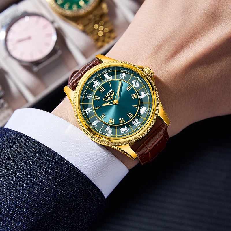 30m Water Resistance Genuine Leather Mens Luxury Quartz Watches