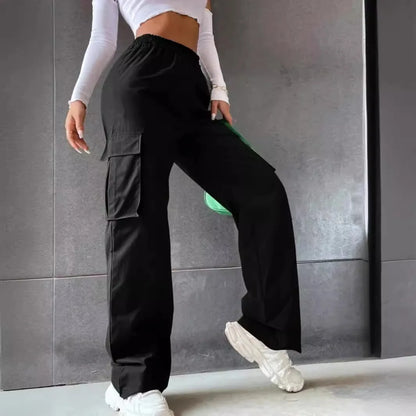 Green High Waist Cargo Pants