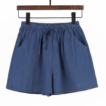 Basic Plus Size High Waisted Women Cotton Shorts