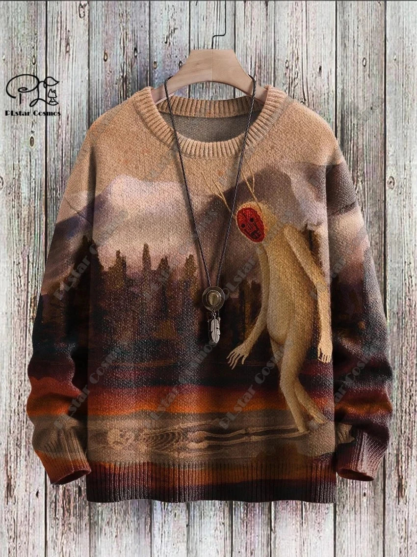 Womens Funny Ghost Pattern Gothic Warm Winter Sweater