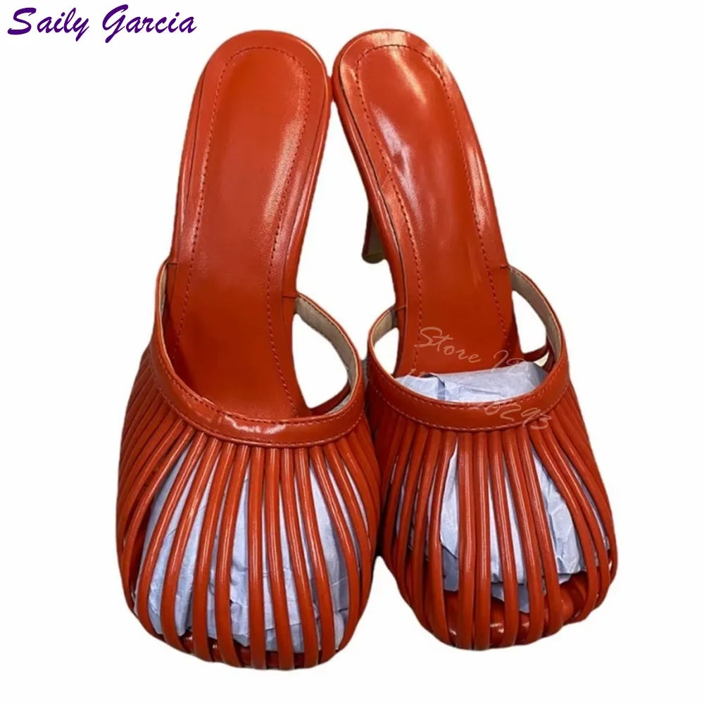 2025 Summer Women S Square Toe Sandals Snake Print Strappy Mules 10 5Cm High Heel Fashion Slippers