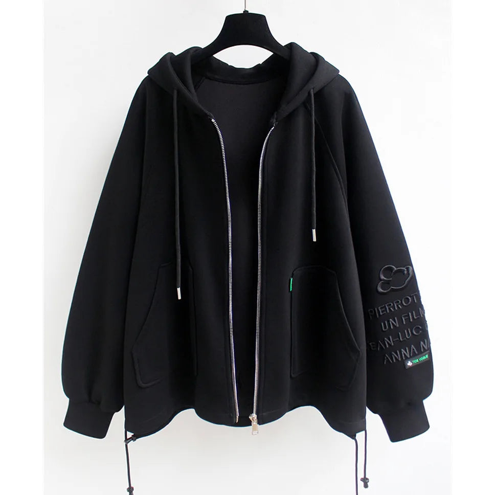 2025 Women S Hooded Zipper Sweatshirt Loose Fit With Pocket For Autumn Winter