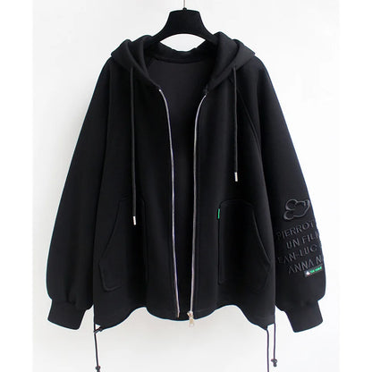 2025 Women S Hooded Zipper Sweatshirt Loose Fit With Pocket For Autumn Winter