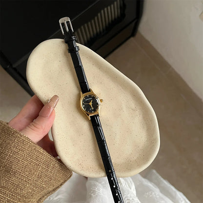 Leather Strap Gold Frame Watches