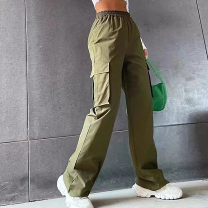 Green High Waist Cargo Pants