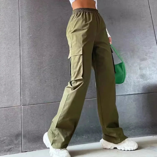 Green High Waist Cargo Pants