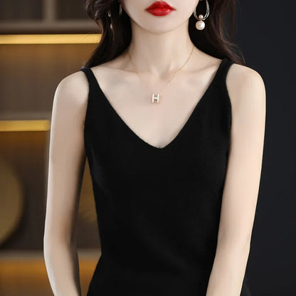 Spring Summer Ladies V Neck Sweater Solid Color Half Sleeved Pullover Thin Casual Knitwear Soft Bottoming Top