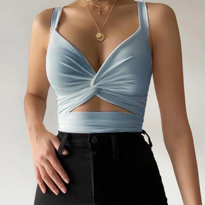 2025 Womens Summer Solid Color Sleeveless Slim Tube Top Exposed Midriff Casual Hot Molten Vest