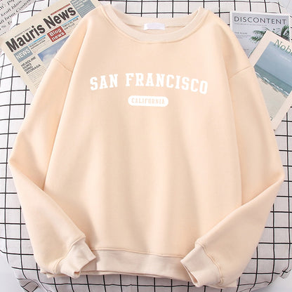 Men's San Francisco Letter Print Sweatshirt – Casual Hooded Loose Crewneck Pullover, Autumn Fleece Streetwear