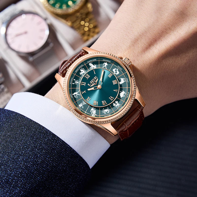 30m Water Resistance Genuine Leather Mens Luxury Quartz Watches