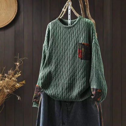 Vintage Rose Ribbed Sweater for Cozy Autumn Days