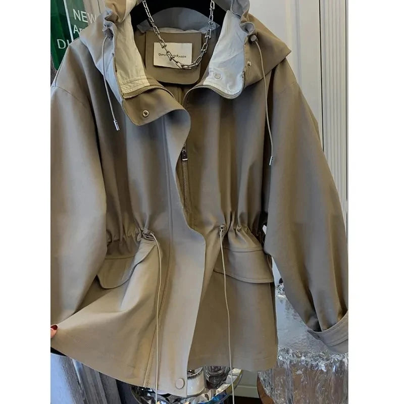 Chic Solid Khaki Women Coats