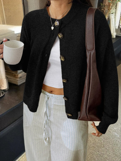 2025 Spring Autumn Womens Medium Length Cable Knit Cardigan Casual Loose Fit Solid Color Jacket