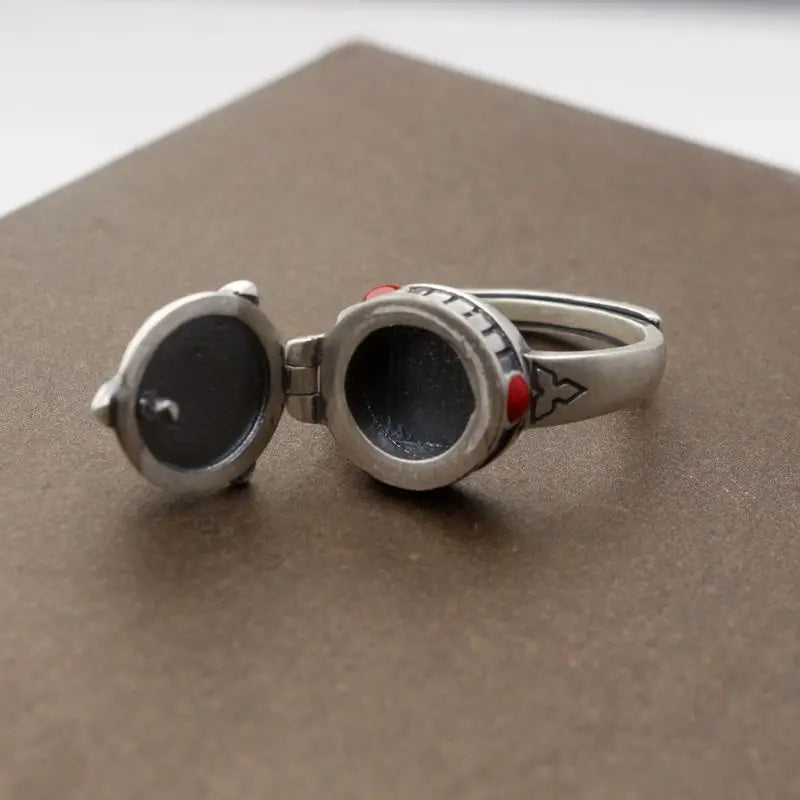 Vintage Open Band Silver Ring – Adjustable Plant Design Statement Ring