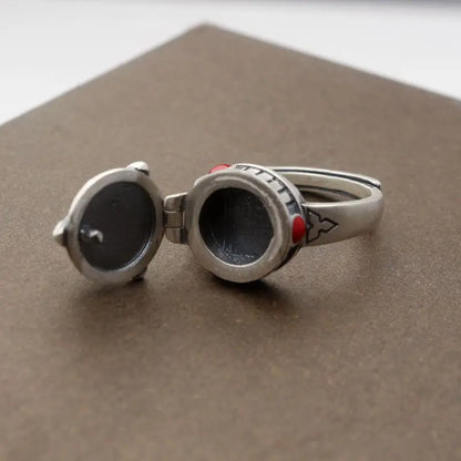 Vintage Open Band Silver Ring – Adjustable Plant Design Statement Ring