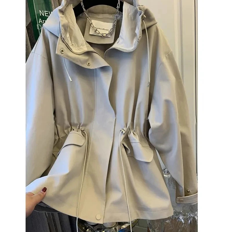 Chic Solid Khaki Women Coats