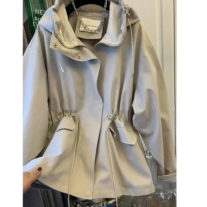 Chic Solid Khaki Women Coats