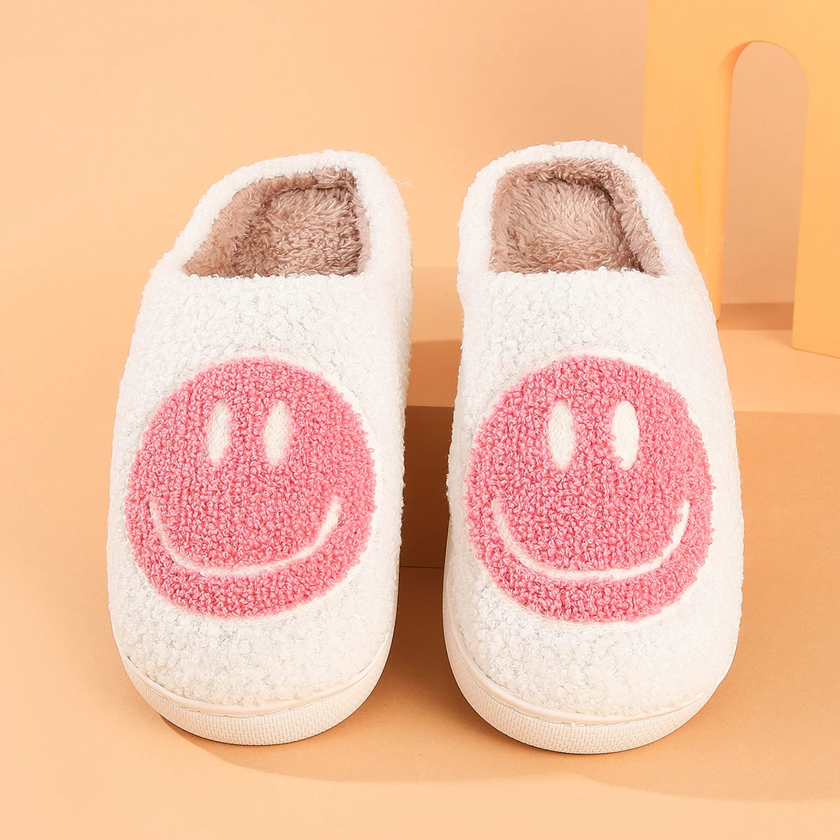 Womens Fluffy Emoji Faces Winter Slippers