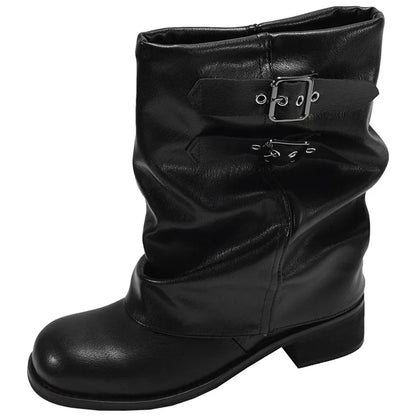 Vintage Western Cowgirl Boots 2025 - Buckle Strap Mid-Calf Boots for Women