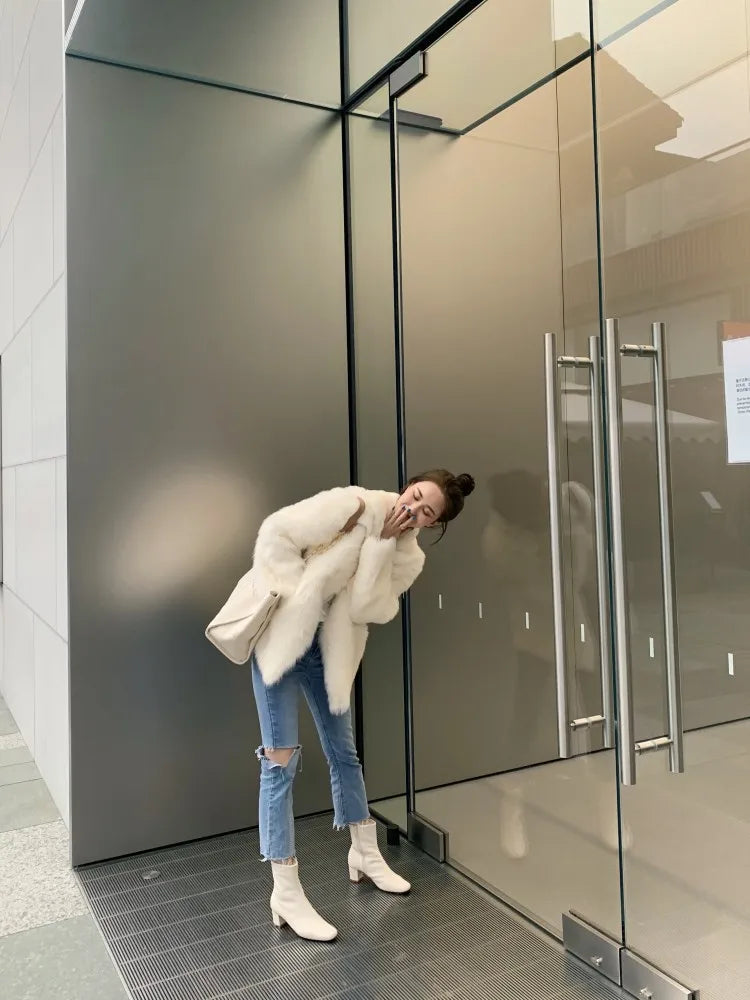 Elegant Zipper Closure Women Suede Boots