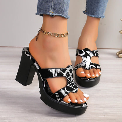 Womens High Heel Fashion Platform Open Toe Slipper
