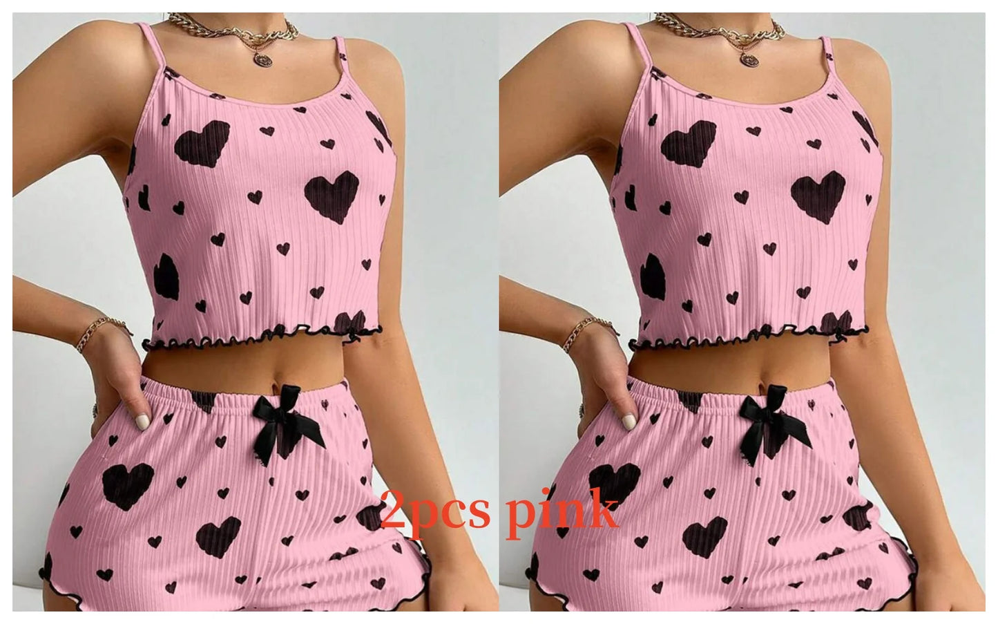 Womens Strawberry Print Pajama Set Long Sleeve Top Shorts