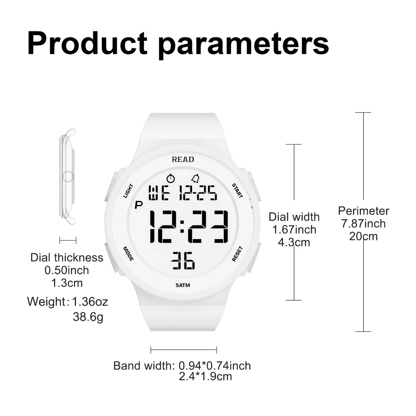 Minimalist Sporty Vibes - Trendy All-White Digital Watch