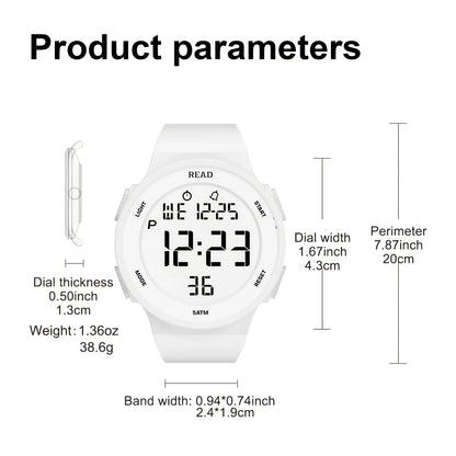 Minimalist Sporty Vibes - Trendy All-White Digital Watch