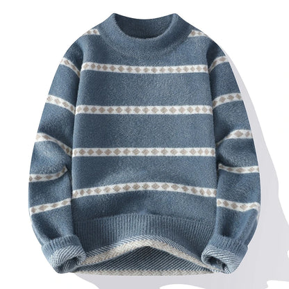 2025 Autumn Winter New Stripe Contrast Knitted Sweater For Women Stylish Warm Top