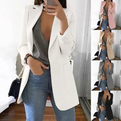 Office Temperament Suit Coat: Lapel Slim Blazer for Women