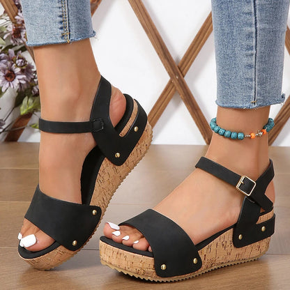 Thick Sole Wedge Heel Gladiator Sandals For Women