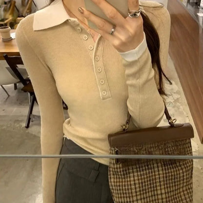 Women Contrast Color Sweaters