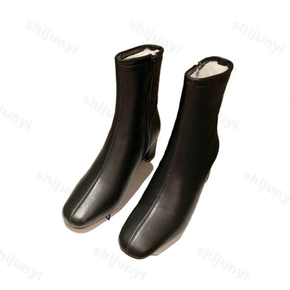 Elegant Zipper Closure Women Suede Boots