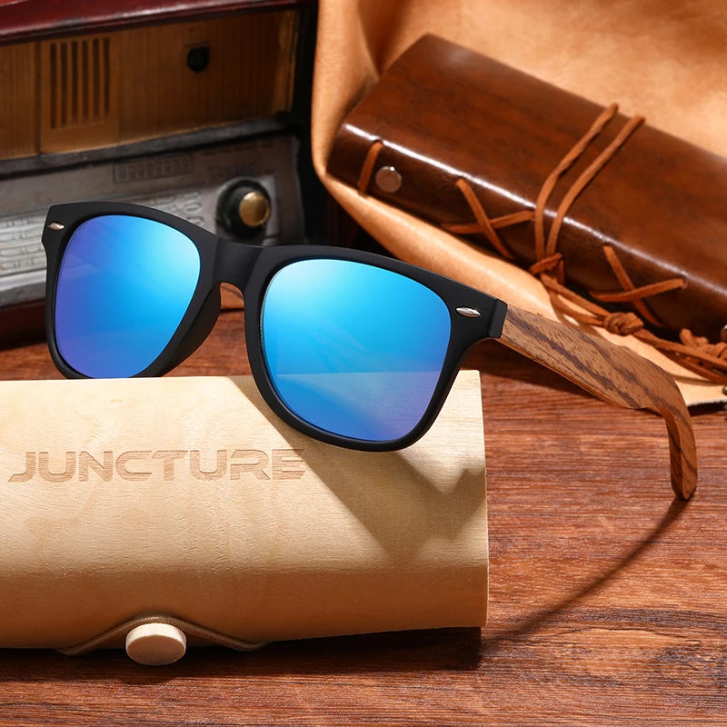 Vintage Bamboo Wood Sunglasses – UV400 Square Wooden Designer Shades