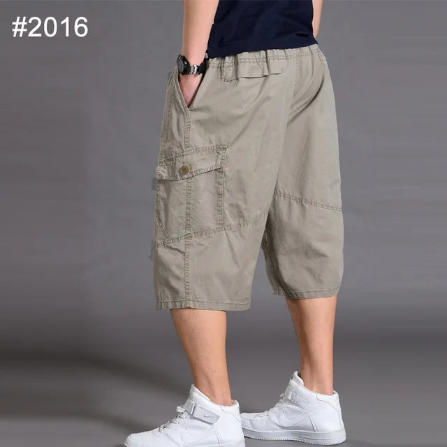 Casual Street Style Long Oversize Men Cotton Cargo Shorts