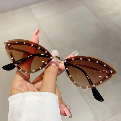 Vintage Rimless Cat Eye Sunglasses