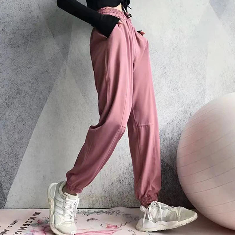Elastic Waist Flower Jogger Pants